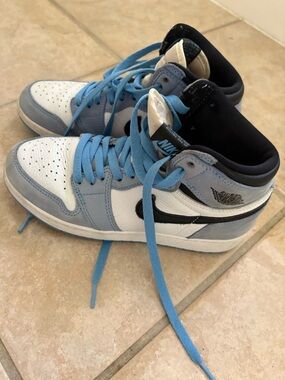 Nike Air Jordan 1 Mid White & Light Blue with Black Accents
